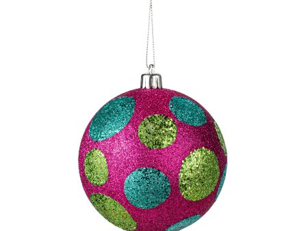 100MM Glitter Dot Ball Ornament: Fuchsia, Lime, Turquoise Online Hot Sale