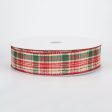 1.5  Natural Christmas Plaid with Foil Ribbon (50 Yards) For Discount