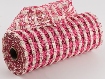 10  Poly Burlap Check Mesh: Fuchsia & Cream Discount