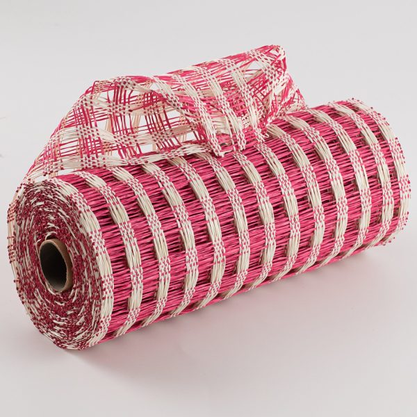 10  Poly Burlap Check Mesh: Fuchsia & Cream Discount