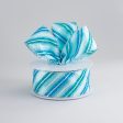 1.5  Glitter Diagonal Stripe Ribbon: Aqua, Blue, White (10 Yards) For Discount