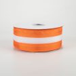 1.5  Satin Team Stripe Ribbon: Burnt Orange & White (10 Yards) Supply