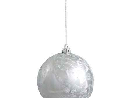 100MM Round Feather Ball Ornament: Silver Supply