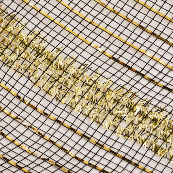 10  Poly Deco Tinsel Mesh: Black & Gold (10 Yards) For Discount