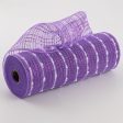 10  Metallic Snowball Deco Mesh: Lavender & White (10 Yards) Online now