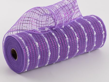 10  Metallic Snowball Deco Mesh: Lavender & White (10 Yards) Online now