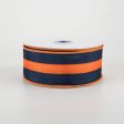 1.5  Satin Team Stripe Ribbon: Navy & Orange (10 Yards) Online