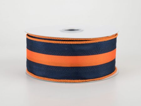 1.5  Satin Team Stripe Ribbon: Navy & Orange (10 Yards) Online