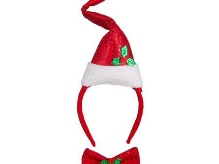 Sequin Santa Headband With Bowtie For Discount