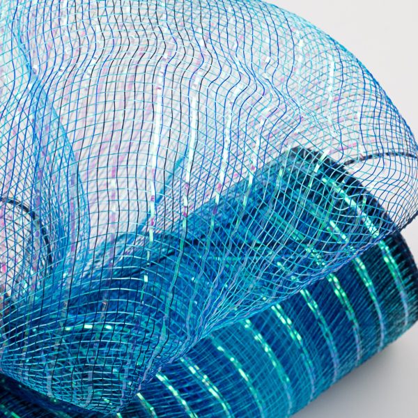 10  Poly Deco Mesh: Blue Iridescent Ombré Hot on Sale