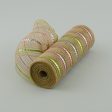 10  Burlap Deco Mesh: Natural With Metallic Pastel Stripes (10 Yards) on Sale