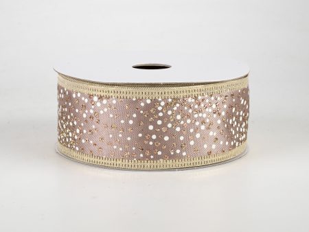 1.5  Glitter Pin Dots Ribbon: Rose Gold (10 Yards) Sale