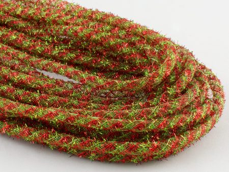 Tinsel Flex Tubing Ribbon: Red & Lime (20 Yards) For Sale