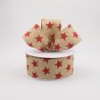 1.5  Natural Canvas Star Ribbon: Red (10 Yards) Cheap