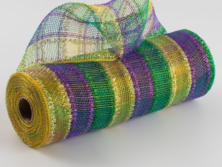 10  Poly Deco Tinsel Mesh: Mardi Gras Check Fashion