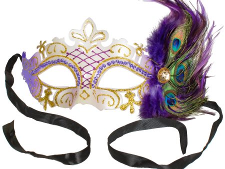 Glitter Jewel Peacock Mask: White Online now