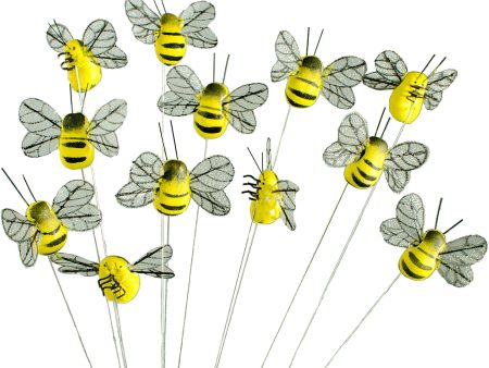 1.5  Yellow Bumble Bee On Wire (Set of 24) on Sale