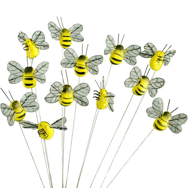 1.5  Yellow Bumble Bee On Wire (Set of 24) on Sale