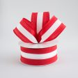 1.5  Satin Team Stripe Ribbon: Red & White (10 Yards) Online now