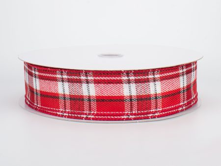 1.5  Red, Black & White Plaid with Foil Ribbon (50 Yards) Online Sale