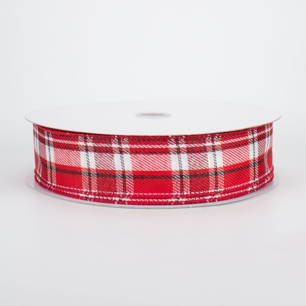 1.5  Red, Black & White Plaid with Foil Ribbon (50 Yards) Online Sale