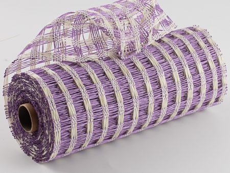 10  Poly Burlap Check Mesh: Lavender & Cream Discount