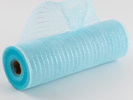 10  Iridescent Foil Mesh: Pastel Turquoise & White For Discount