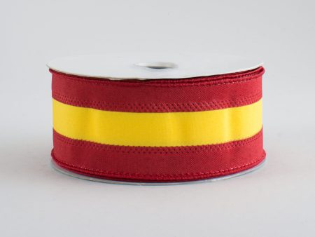 1.5  Satin Team Stripe Ribbon: Red & Gold (10 Yards) Supply