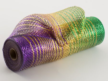 10  Poly Deco Mesh: Metallic Mardi Gras Ombré Online Sale