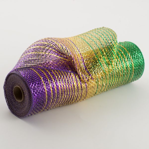 10  Poly Deco Mesh: Metallic Mardi Gras Ombré Online Sale