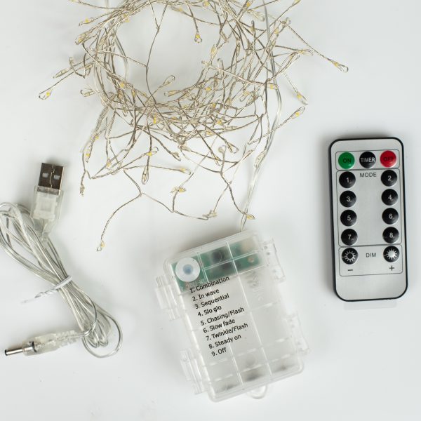 100 LED Battery Lights On Wire: Warm White on Sale