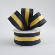 1.5  Satin Team Stripe Ribbon: Black & Old Gold (10 Yards) Sale