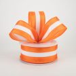 1.5  Satin Team Stripe Ribbon: Burnt Orange & White (10 Yards) Supply