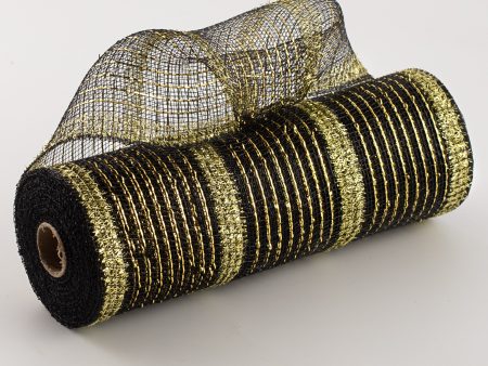 10  Poly Deco Tinsel Mesh: Black & Gold (10 Yards) For Discount