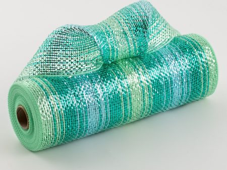 10  Poly Deco Mesh: Aqua & Mint Metallic Ombré Discount