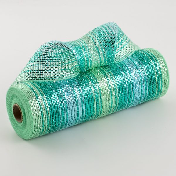 10  Poly Deco Mesh: Aqua & Mint Metallic Ombré Discount