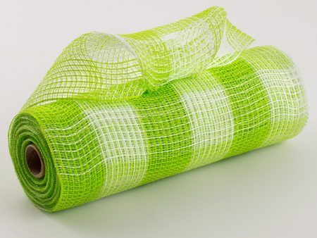 10  Fabric Mesh: Lime & White Plaid Hot on Sale