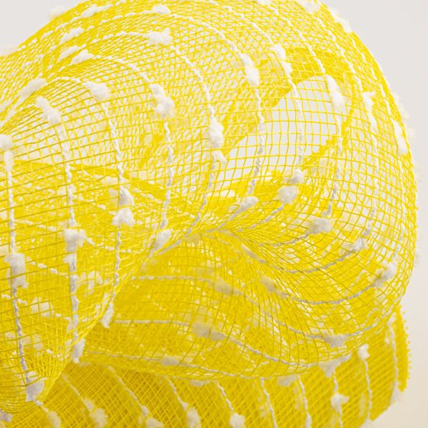 10  Snowball Deco Mesh: Yellow & White (10 Yards) For Cheap