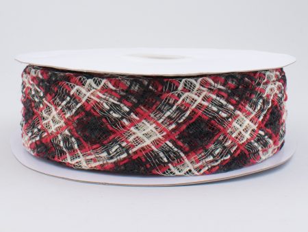 1.5  Jute Deco Flex Plaid Ribbon: Black, Red & Cream (20 Yards) on Sale