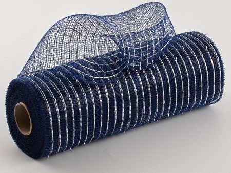 10  Poly Deco Mesh: Metallic Navy Silver Online Hot Sale