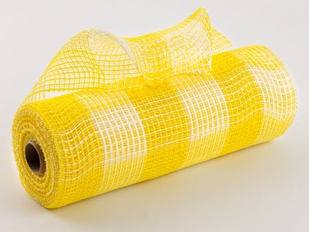 10  Fabric Mesh: Yellow & White Plaid Online Sale