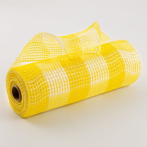 10  Fabric Mesh: Yellow & White Plaid Online Sale