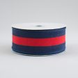 1.5  Satin Team Stripe Ribbon: Navy & Red (10 Yards) For Sale