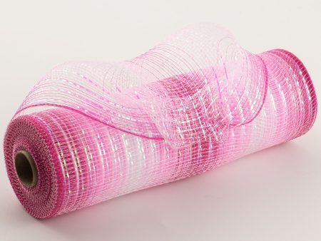 10  Poly Deco Mesh: Pink & White Iridescent Ombré Online Hot Sale