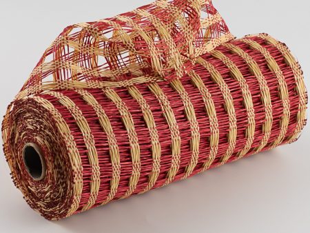 10  Poly Burlap Check Mesh: Red & Beige For Sale