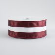 1.5  Satin Team Stripe Ribbon: Maroon & White (10 Yards) For Sale