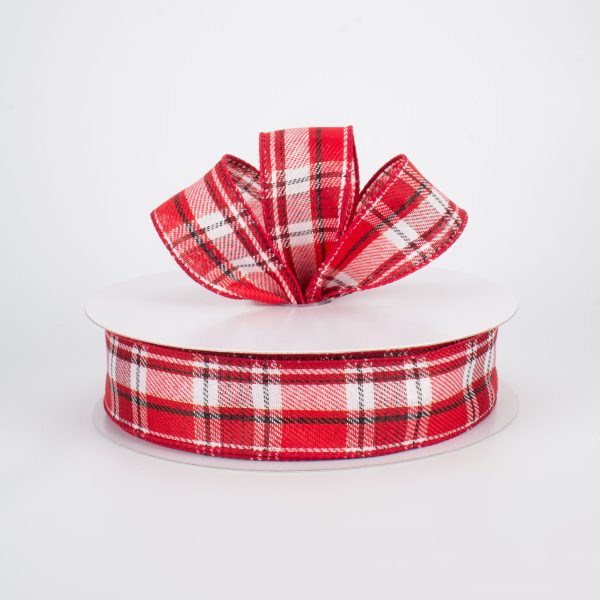 1.5  Red, Black & White Plaid with Foil Ribbon (50 Yards) Online Sale