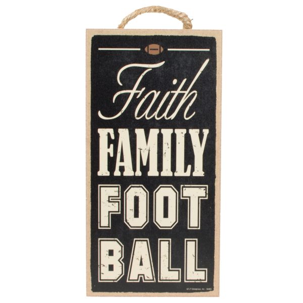 10  Wooden Sign: Faith Family Football Sale