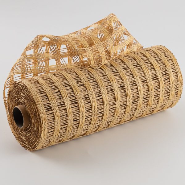 10  Poly Burlap Check Mesh: Buff & Beige Online now