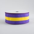 1.5  Satin Team Stripe Ribbon: Purple & Gold (10 Yards) Online Sale